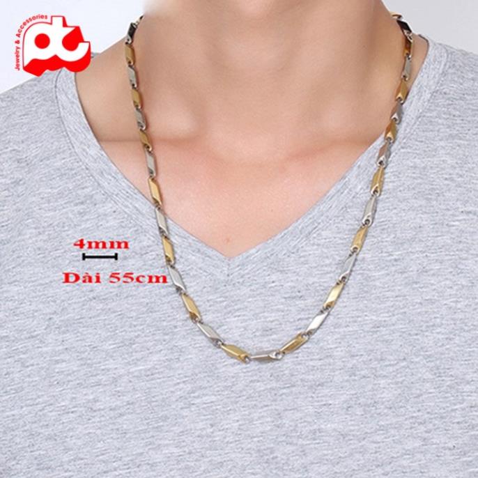 Dây chuyền đẹp nam titan cao cấp sang trọng thép không gỉ hỏa tiển PT JEWELRY kích cỡ 4mm PTDCNA30
