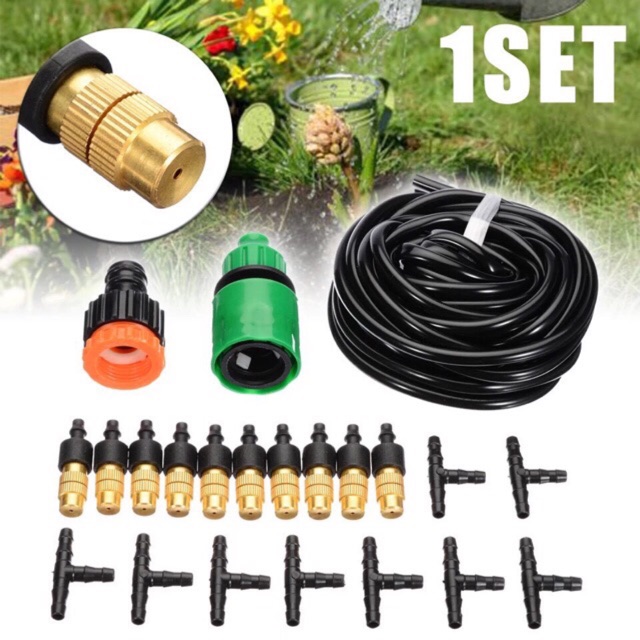 Bộ KIT Phun Sương Tưới Cây 10 Béc Bằng Đồng Cao Cấp kèm 10m Dây và đầy đủ phụ kiện