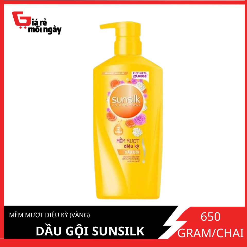 Dầu gội Sunsilk Mềm mượt diệu kỳ (Vàng) 650g