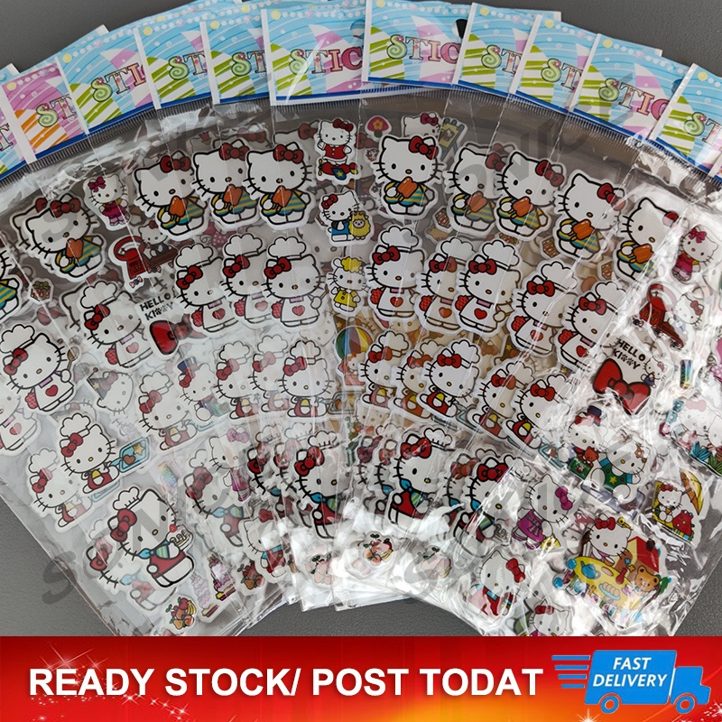 Set 1/10/20 Miếng Dán Hình Hello Kitty Trang Trí Thủ Công Cho Bé