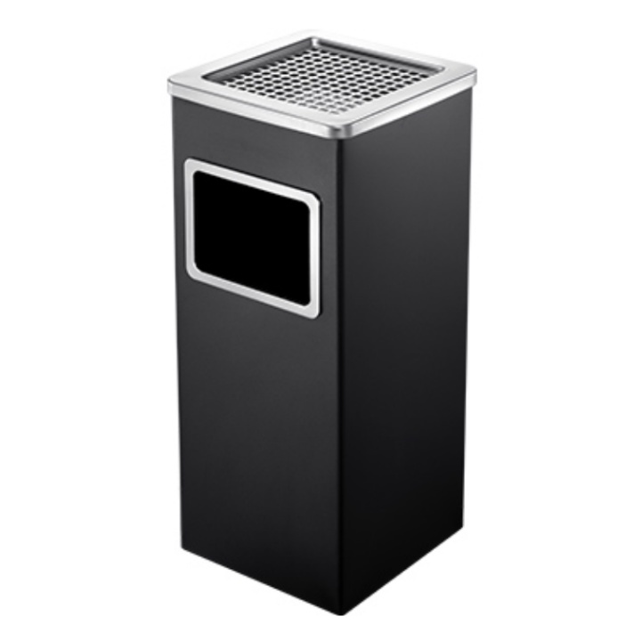 Thùng Rác Gạt Tàn Inox Hình Vuông - Có Khay Gạt Tàn Bên Trên, Cửa Bỏ Rác Bên Hông