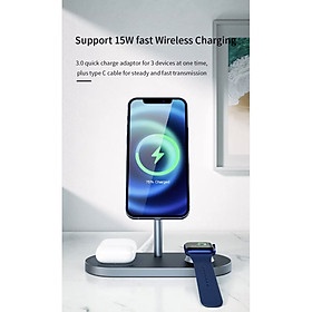 Đế Sạc Wiwu Power Air X23 3 In 1 Dành Cho Apple Watch, Iphone 12 Series, Nhanh 15W - Hàng Chính Hãng