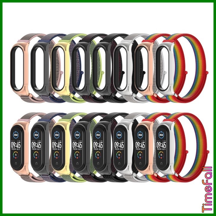 Dây đeo Mi band 4, mi band 3 nylon mặt kim loại viền cong CS chính hãng MIJOBS, dây đeo thay thế miband 4, mi band 3