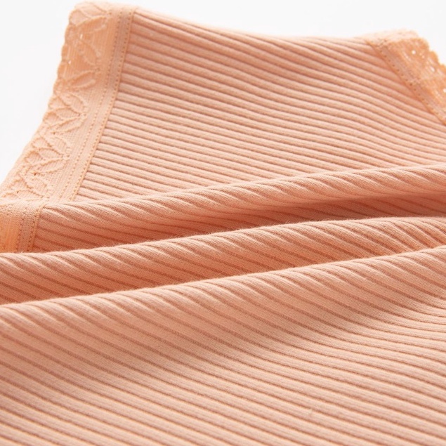 Quần lót nữ Cotton gân tăm cạp cao viền ren kháng khuẩn thoáng mát KIMCHIBIKINI chip xinh đẹp dễ thương mềm mại QL076