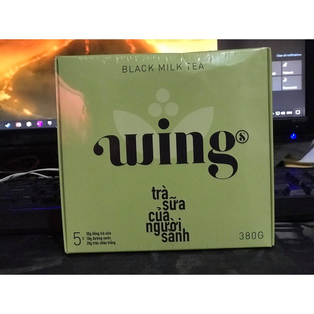 [ Chính Hãng] Hộp 5 cốc trà sữa trân châu Wings tự pha tiện dụng, hộp có 15 túi nhỏ gồm có bột trà, nước đường,chân trâu