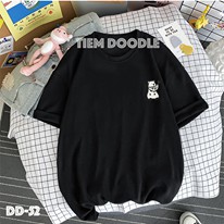 Áo Thun Nam Nữ Tay Lỡ Unisex Phông Trơn Oversize Form Rộng Basic Tee Hình LOGO GẤU ĂN CÁ