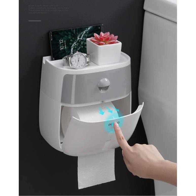 Hộp đựng giấy vệ sinh ecoco dán tường cao cấp 2 tầng đa năng sang trọng ,tiện dụng- Kệ đựng giấy vệ sinh nhà tắm.