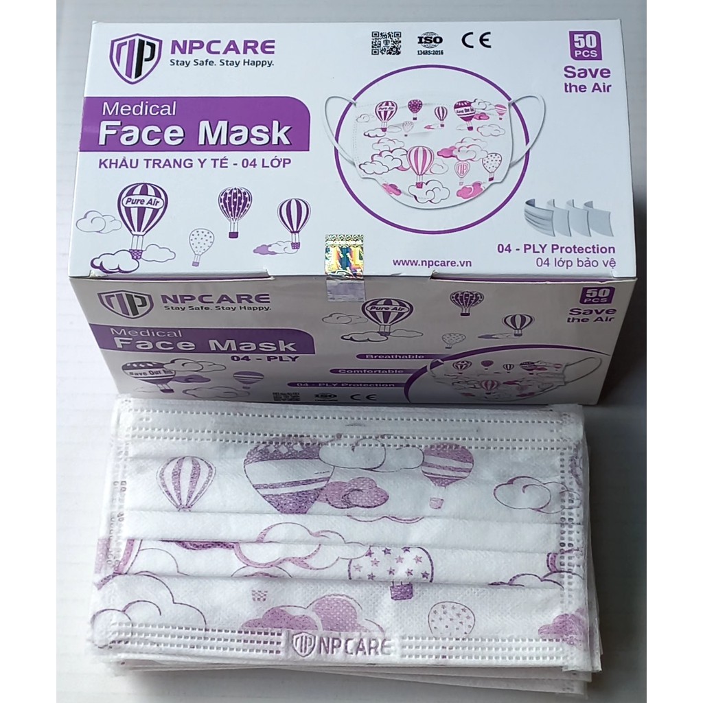 [họa tiết 4 lớp] Khẩu trang y tế 4 lớp cao cấp lọc khuẩn 95% NP Care face mask đạt tiêu chuẩn ISO 13485:2016