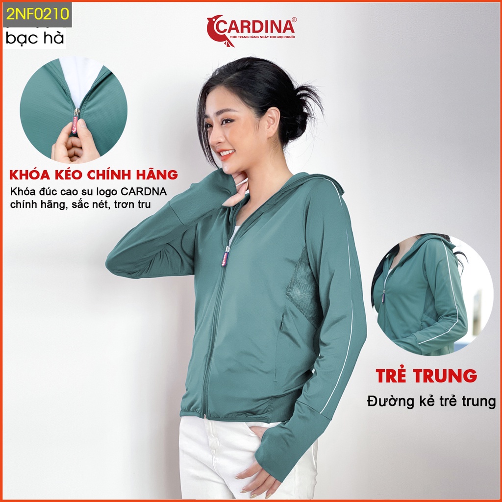 Áo chống nắng nữ CARDINA 2 lớp chất thun lạnh cao cấp viền thể thao chống tia UV thiết kế lưới tản nhiệt 2NF02
