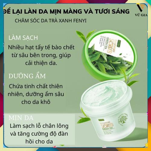 Kem Tẩy tế Bào Chết Trà Xanh Fenyi Dưỡng Ẩm Trắng Da Giảm Mụn 100g