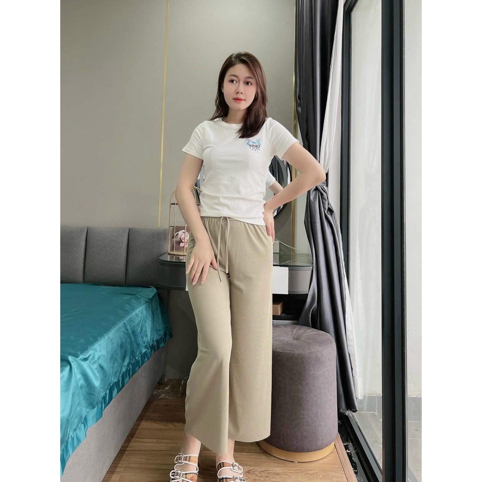 Quần ống rộng chất nhung tăm ống suông mặc thoáng mát thoải mái
