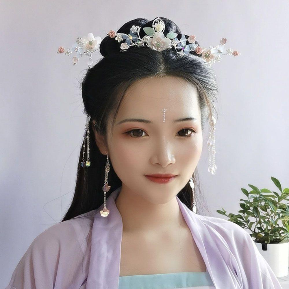 Bộ Trâm Cài Tóc + Bông Tai + Trâm Cài Tóc Phong Cách Trung Hoa Cổ Điển Thời Trang Cho Nữ
