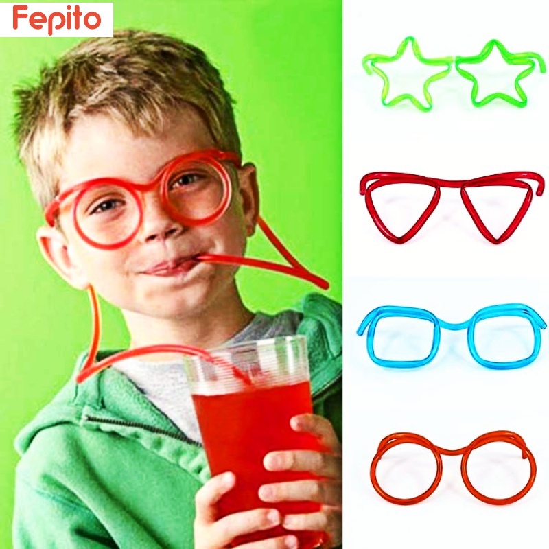 Fun Glasses Shaped Straws For Kids Party Decoration Party Supplies