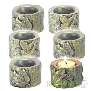 COMBO 6 chân đế nến tealight KHÚC CÂY bằng đá poly