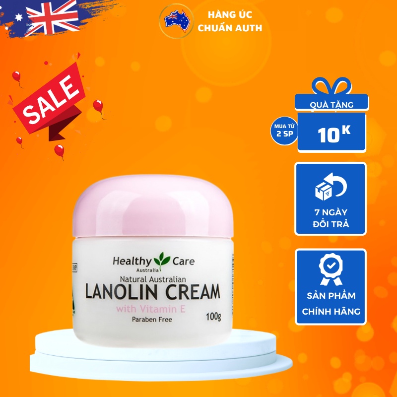 Kem dưỡng da Nhau thai cừu Úc Healthy Care Natural Lanolin & Vitamin E Cream 100g (SP2)