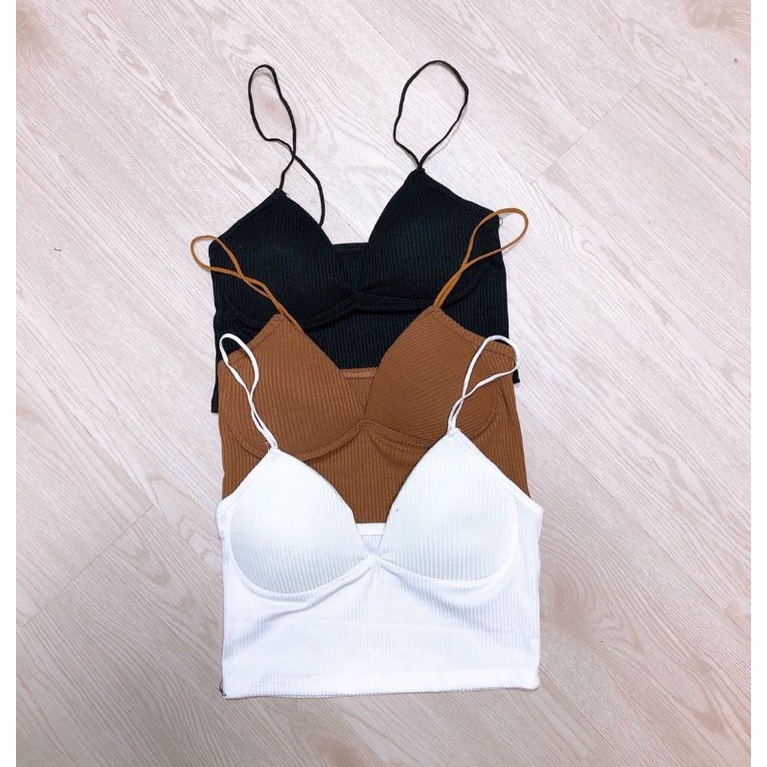 Áo 2 dây Bra vải len gân  siêu phẩm Hot UN🤩