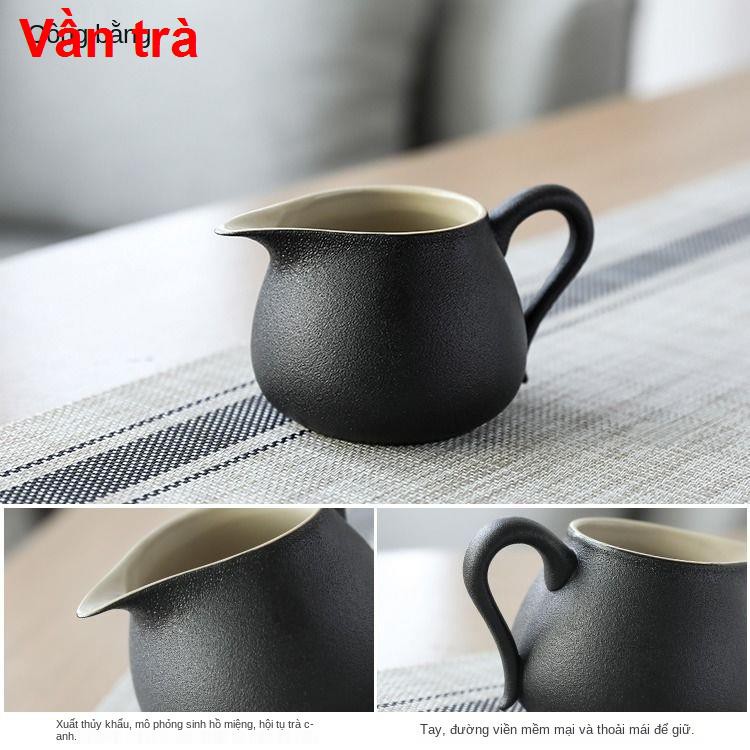 Bộ ấm trà gốm sứ đen nhỏ tách Kung Fu gia dụng kiểu Nhật đơn giản tại nhà, văn phòng khay
