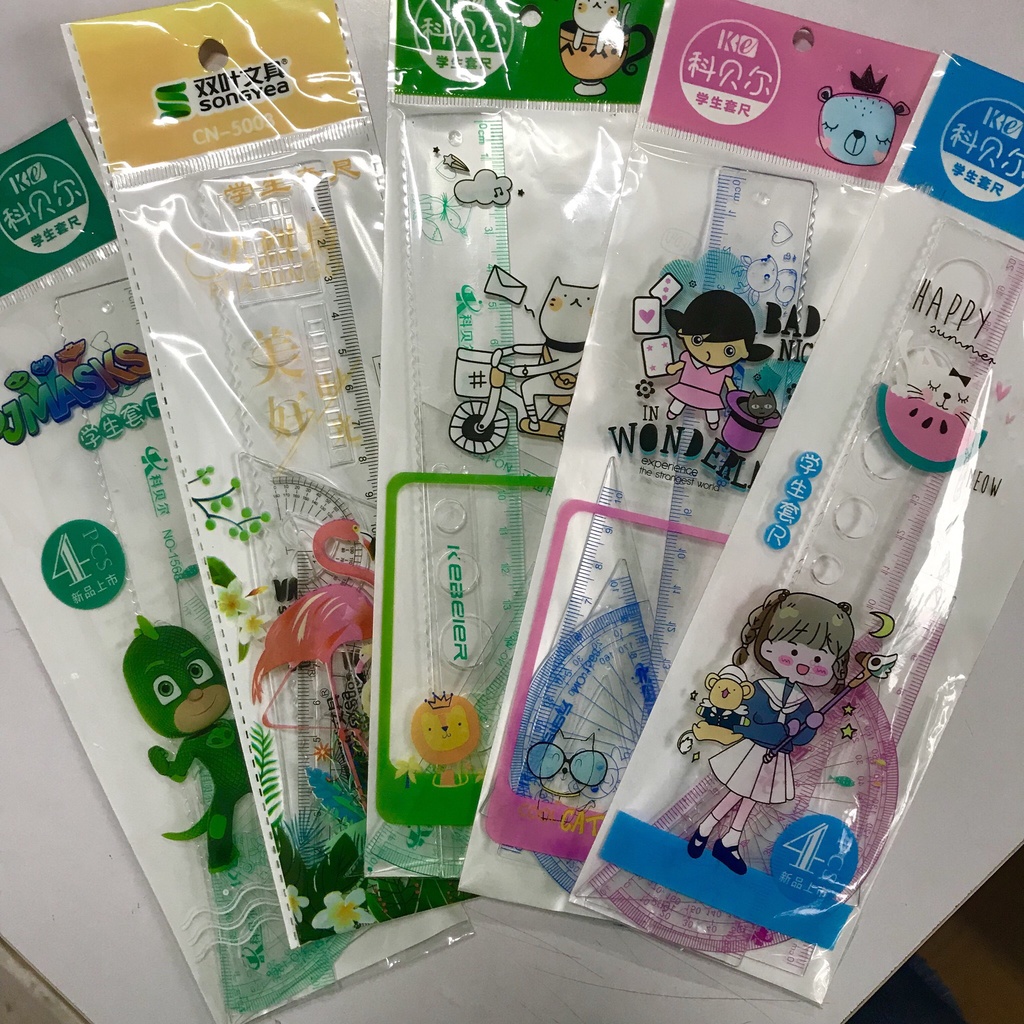 Bộ eke set 4 món, màu sắc ngộ nghĩnh cute