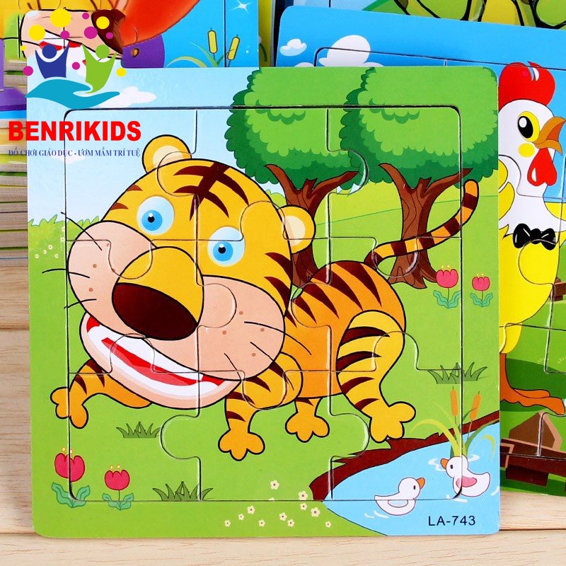 Tranh Ghép Hình Cho Bé Đồ Chơi Xếp Hình Gỗ 1-2 Tuổi Giúp Bé Thông Minh, Phát Triển Tư Duy Thương Hiệu
