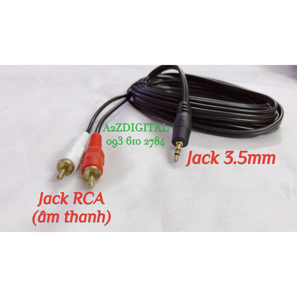 DÂY LOA CHUYỂN TỪ JACK CẮM 3.5mm SANG 2 JACK BÔNG SEN _ RCA DÀI 5 Mét
