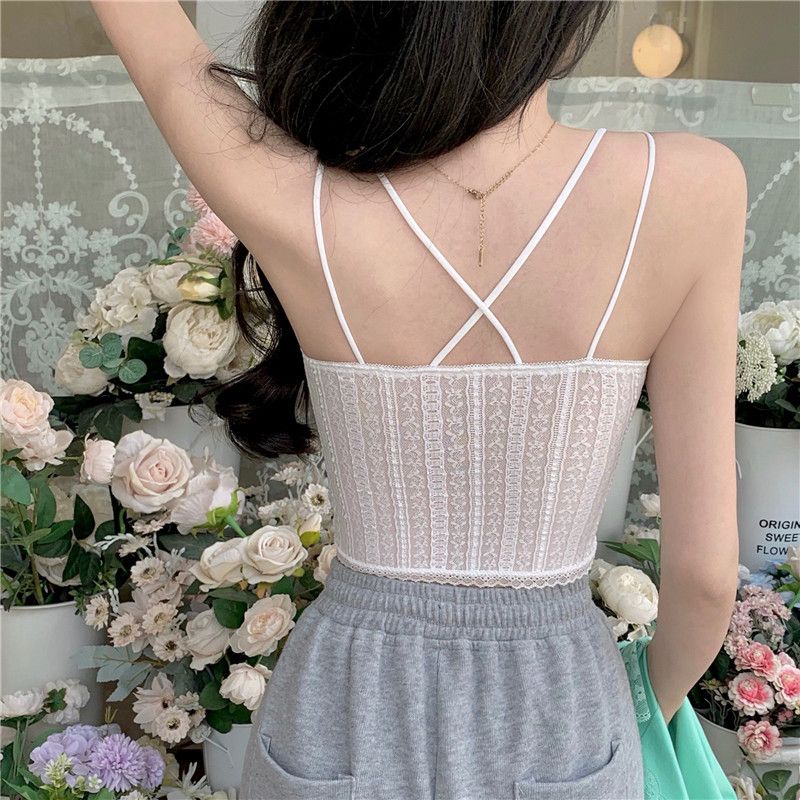 Áo Bra 2 Dây Phối Ren Dáng Dài Kèm Mút Đệm Ngực Mã 995
