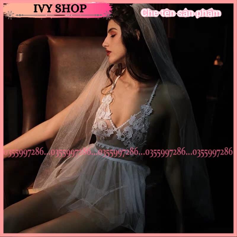Váy ngủ nữ sexy cosplay cô dâu - Đầm ngủ Quảng Châu cao cấp fulllset - CD004 Ivyshop
