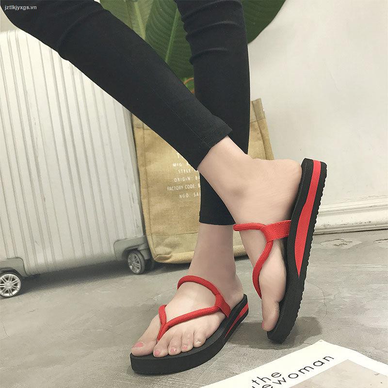 ❃ new simple non-slip flat bottom ladies flip flops summer Roman sandals heel beach and slippers