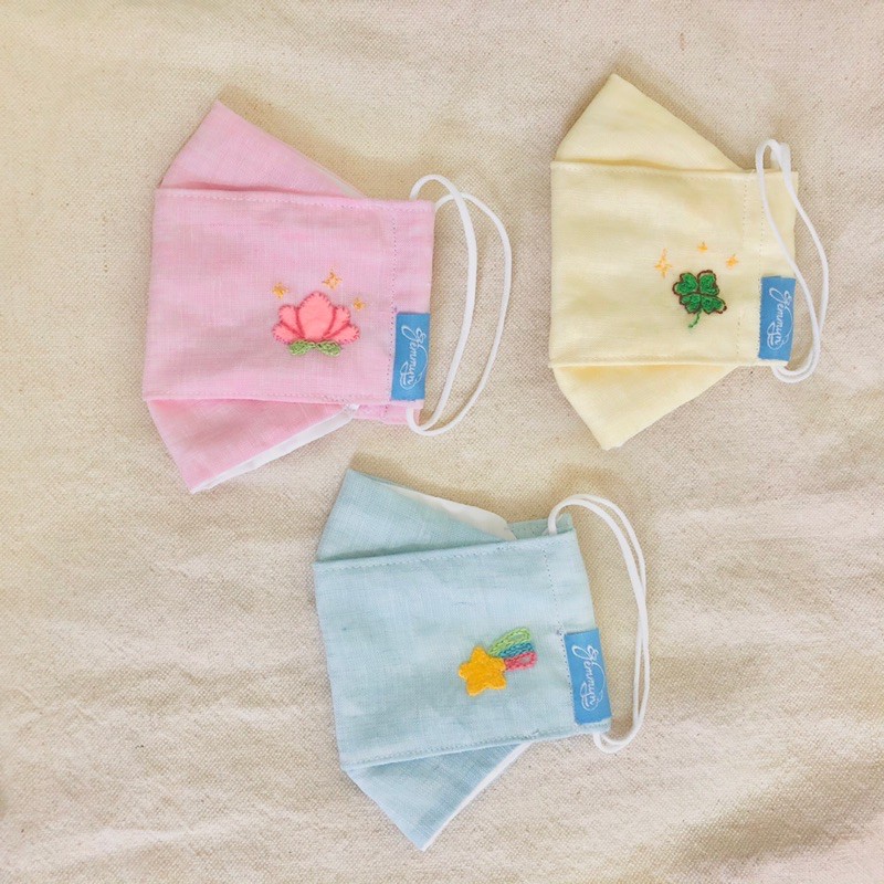 Khẩu trang Linen premium lót cotton mát mịn nhẹ với biểu tượng may mắn!