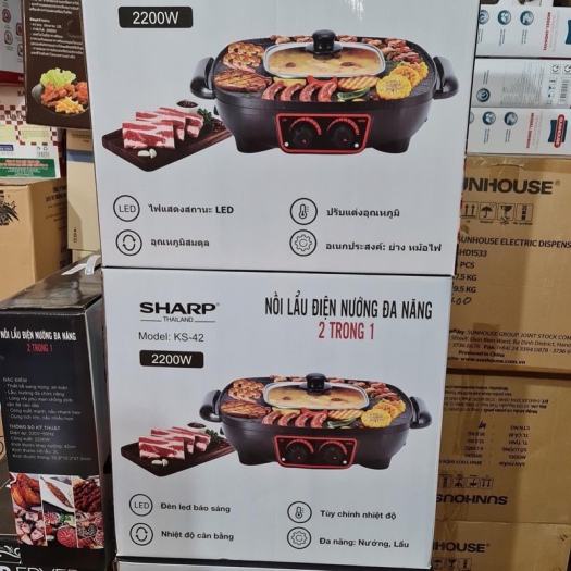 Nồi lẩu nướng,bếp lẩu nướng cao cấp 2in1,SHARP KS-42 Chính Hãng,bảo hành 12 tháng.