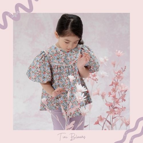 Áo hoa nhí hồng tay bồng cho bé gái từ 1-10 tuổi Tini Blooms MS02.2