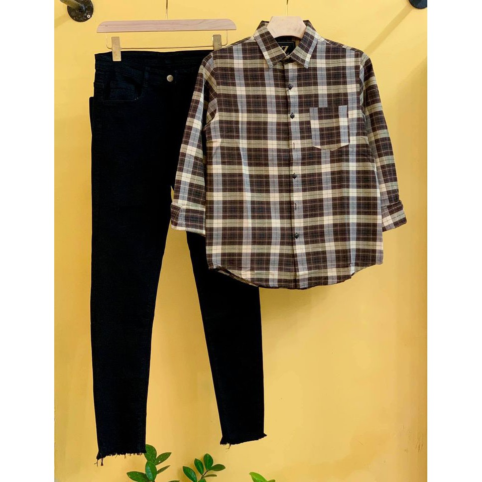 Áo sơ mi nam tay dài caro năng động hiện đại chất vải mềm mát thấm mồ hôi