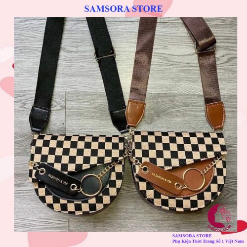 Túi Xách Nữ Họa Tiết Thời Trang  Đi Chơi Du Lịch Phong Cách Cá Tính Họa Tiết Caro Samsora store - KN2223