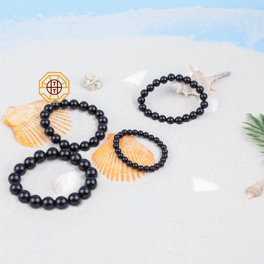 Vòng tay phong thủy đá MNao Đen may mắn tài lộc bình an nam nữ mệnh Thủy Mộc - Tặng hộp gỗ cao cấp - Phong Thủy Tây Tạng