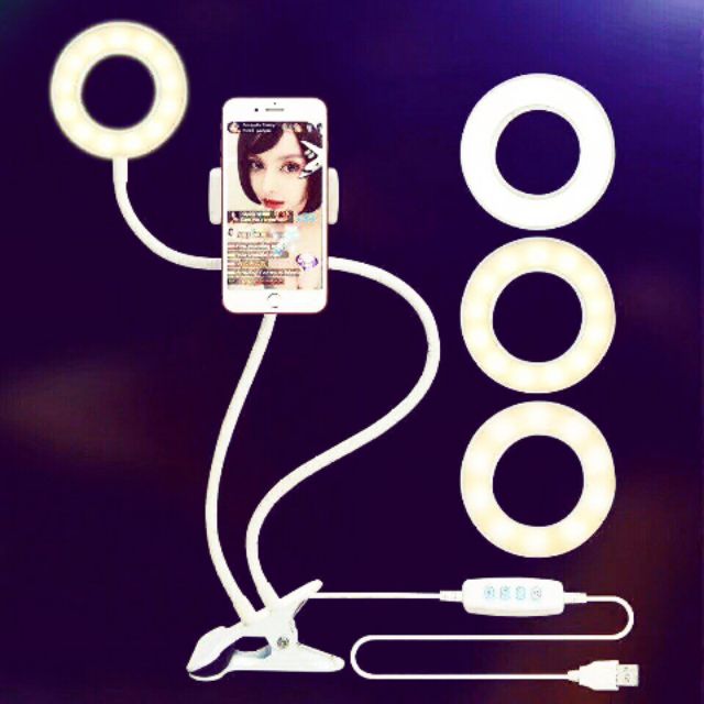 Gậy livestream 2 in 1 (đèn và kẹp).