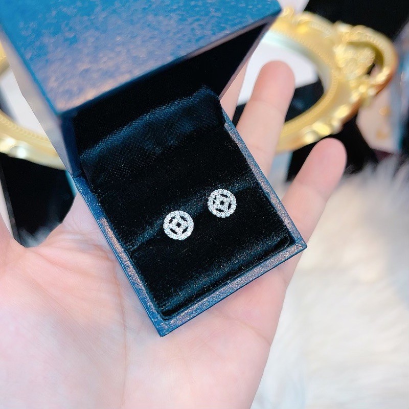 Bông tai tròn mạ bạch kim