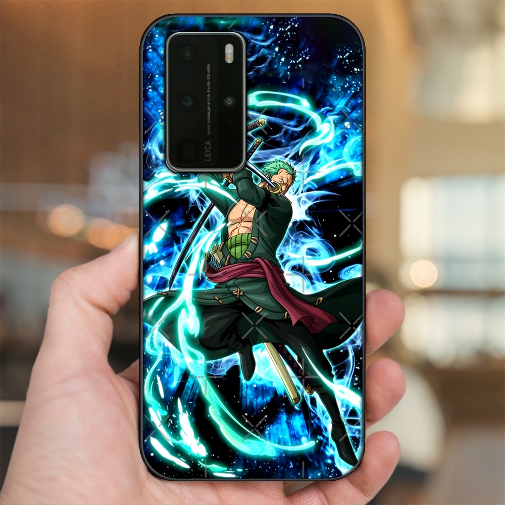 Ốp lưng Huawei P40 Pro viền đen in hình Zoro One Piece