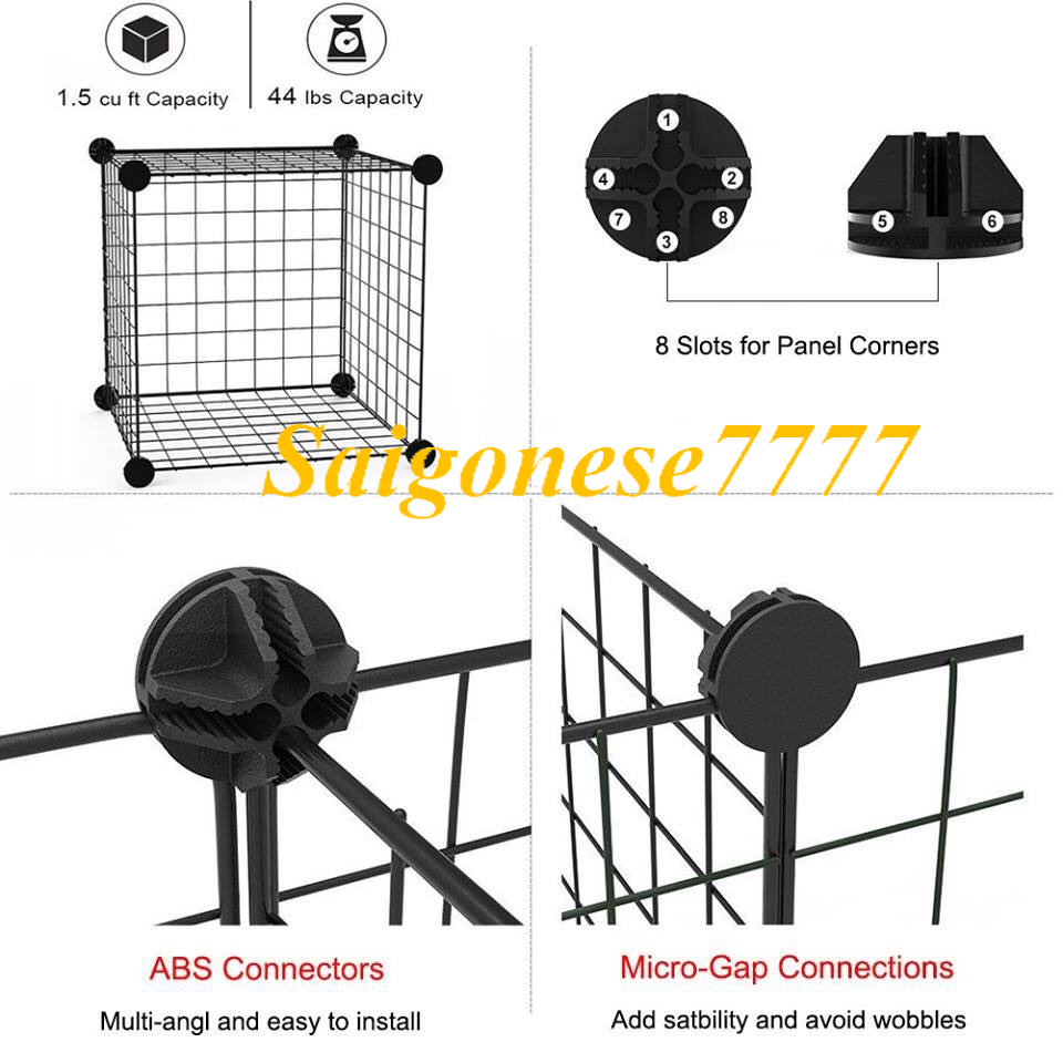 (70*70*35 cm) Chuồng Mini 2 Tầng 17 Miếng Lưới Sắt Lắp Ghép Đa Năng Làm Hàng Rào Lồng Quây Thú Cưng