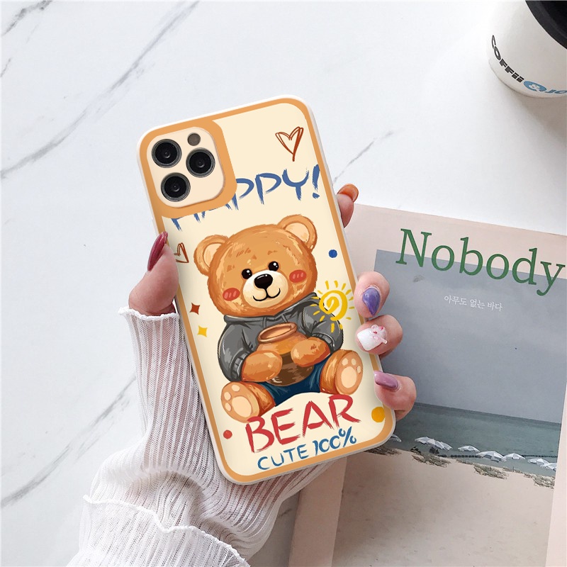 ỐP IPHONE BẢO VỆ CAM CHỐNG BỤI vuông cạnh ốp lưng 12 pro max Gấu nâu full case 6 đến 13promax tr311