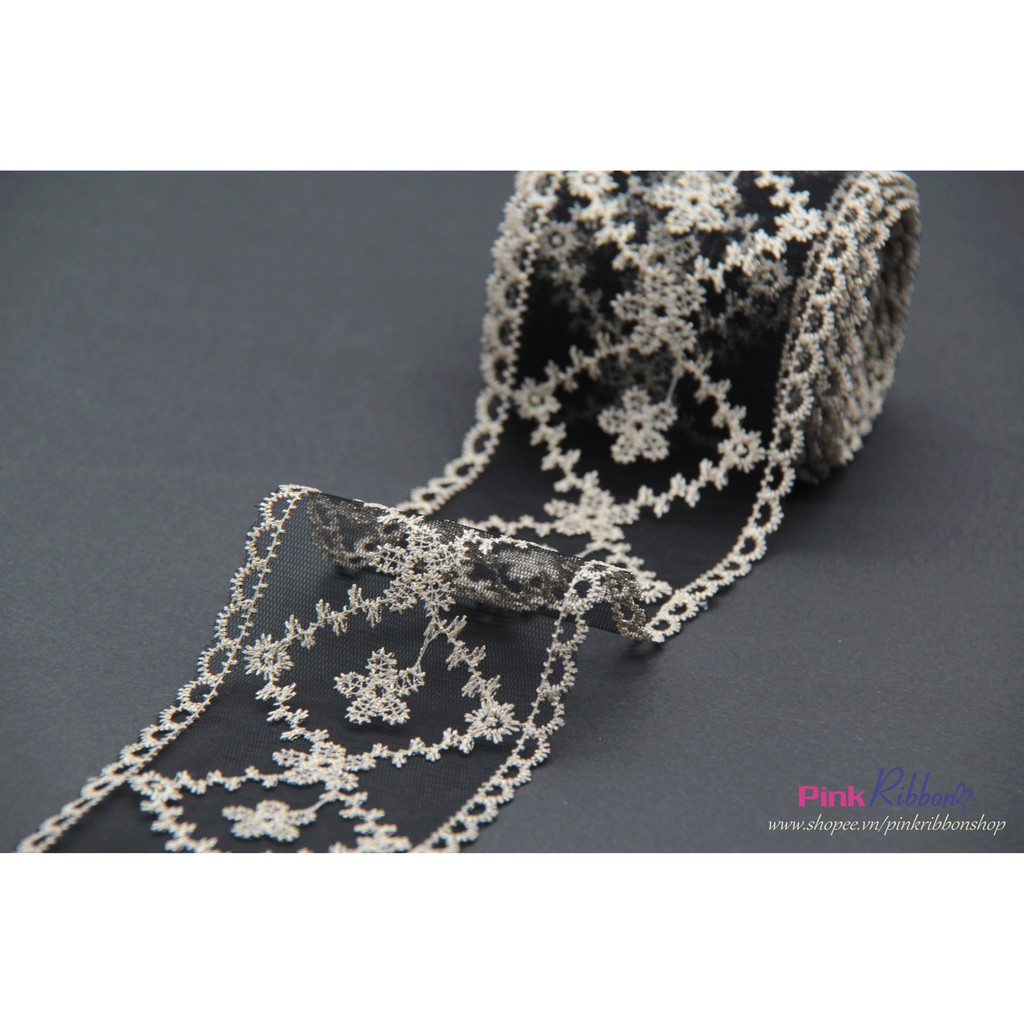 Ren thêu kim tuyến hình thoi 6.5cm