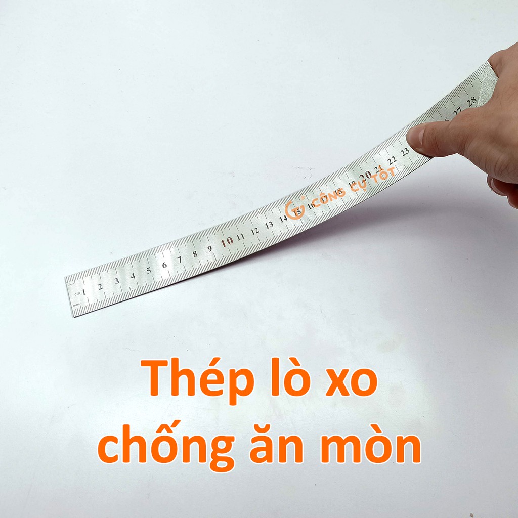 Thước ke góc vuông 30cm thép lò xo chống mòn rỉ số vạch khắc chìm