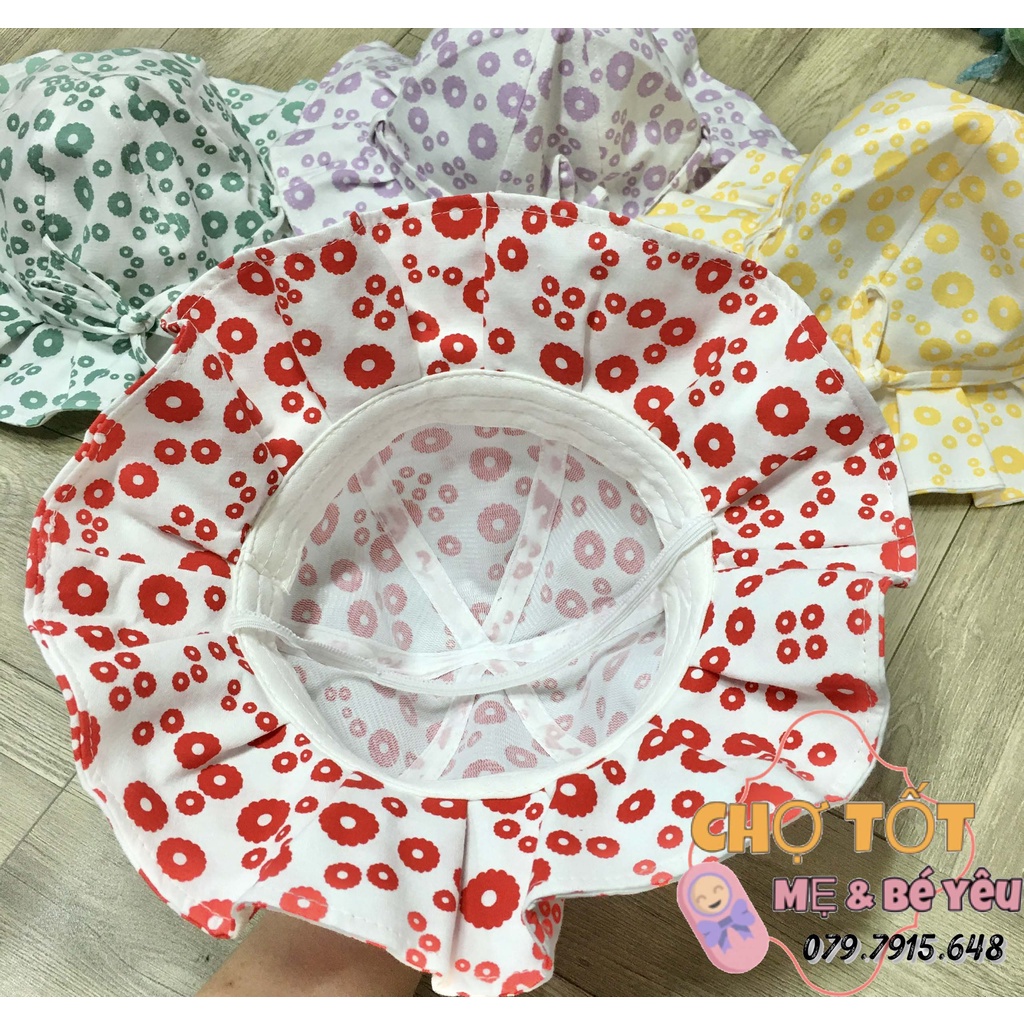 [ẢNH THẬT] Mũ, Nón Tai Bèo Vành Rộng Vải Mềm Hàn Quốc Cho Bé Gái Có Dây Cột (18-30 tháng)