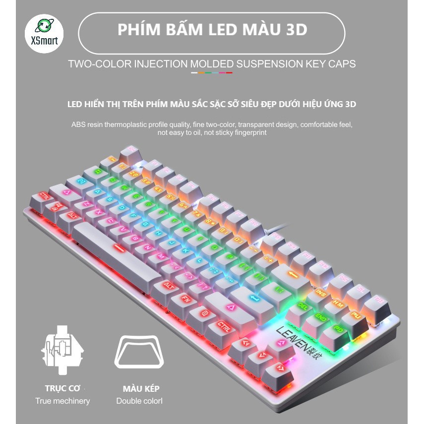 ℗BÀN PHÍM CƠ MÁY TÍNH K550 PRO LED RGB 10 CHẾ ĐỘ TỰ ĐỔI MÀU / Chuột Chuyên Game V5