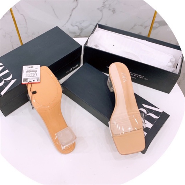 Guốc nữ Za.ra gót vuông 7p quai mica hot (chat trước khi đặt ạ)