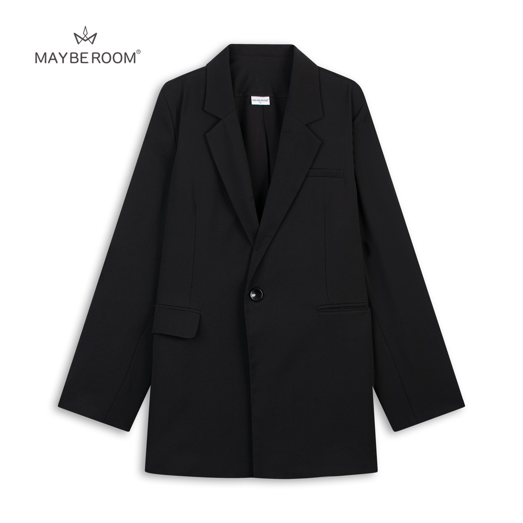 Black blazer Mayberoom, sản phẩm có lớp lót.