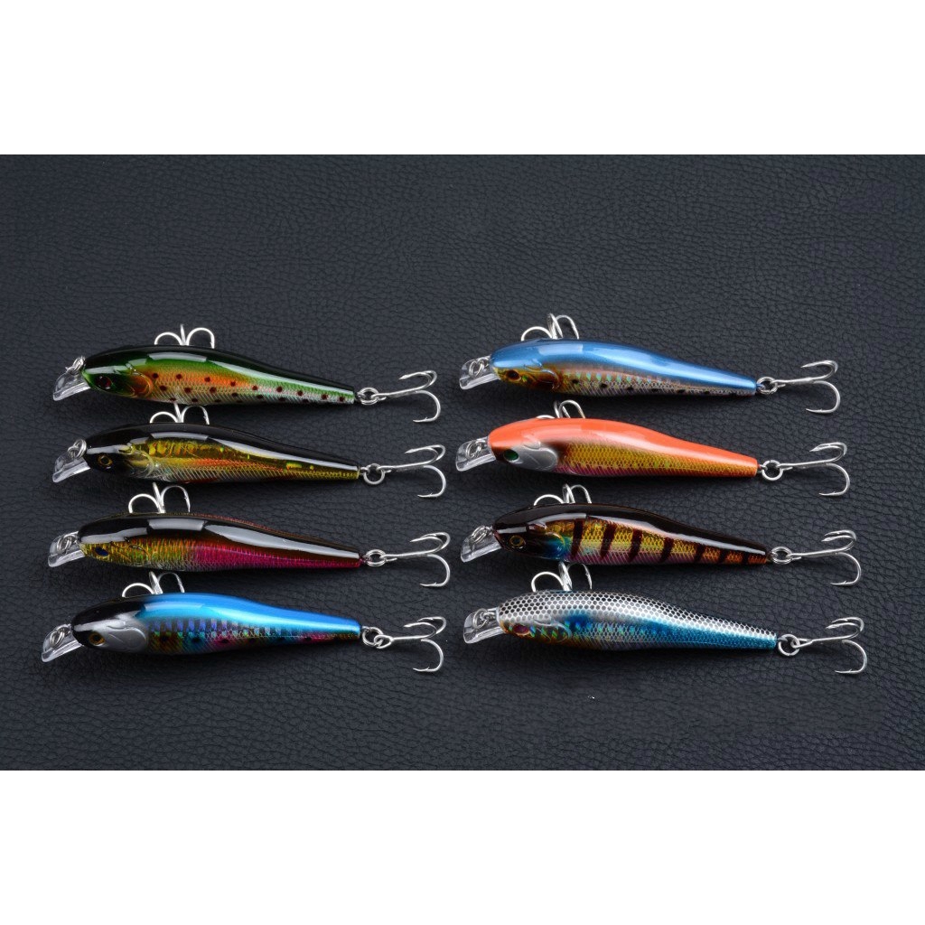 Mồi Câu Cá Giả Bằng Nhựa Cứng 9cm / 9.7g 0.3-0.6m Kèm 6 Móc# Mồi Câu Cá Giả Mắt 3D Có Lưỡi Câu