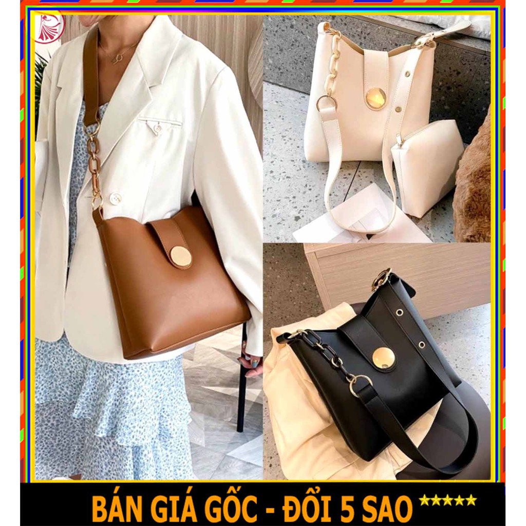 ❤️ XẢ KHO ❤️ Túi tote da cao cấp + kèm ví nhỏ phong cách/ Túi XÁCH đeo vai khóa tròn vừa vở đi học ĐI LÀM DU LỊCH
