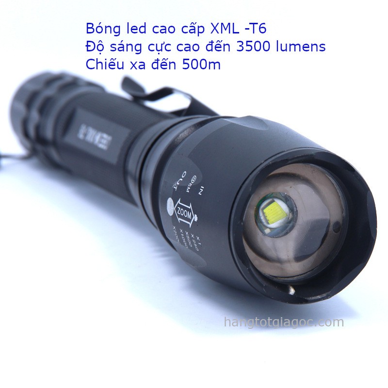 Đèn pin siêu sáng Ultrafire X7 siêu zoom, dùng 2 pin sạc Lithium cao cấp – (mã DP07)