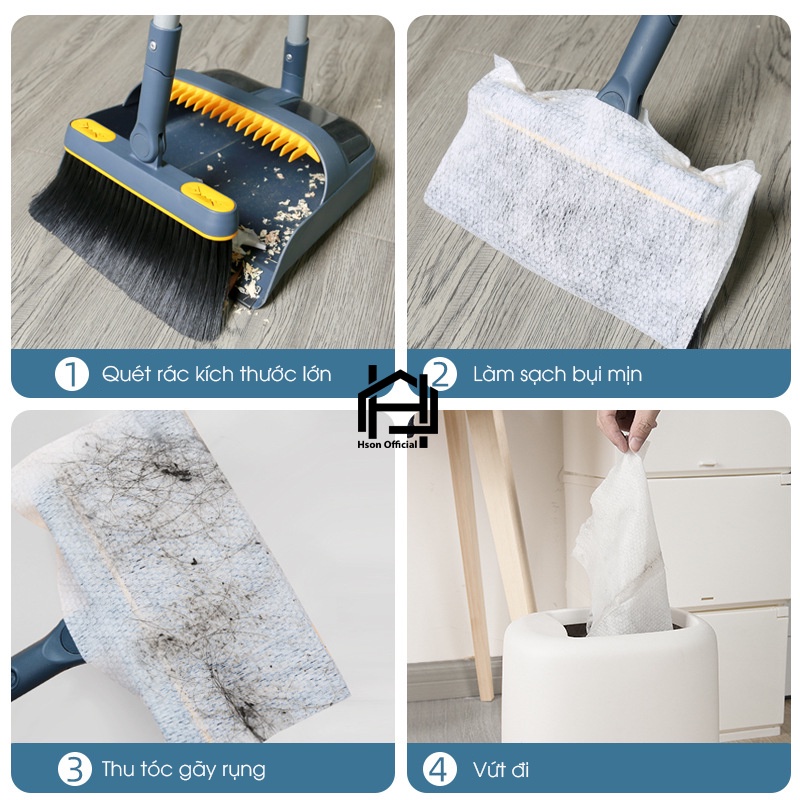 Chổi quét nhà thông minh kèm hót rác cao cấp xoay 180 độ, bộ chổi kèm hót rác và gạt nước