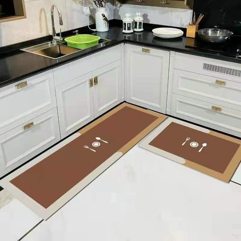 Sét 2 thảm lau chân nhà bếp siêu thấm hút chống trơn trượt hiệu quả