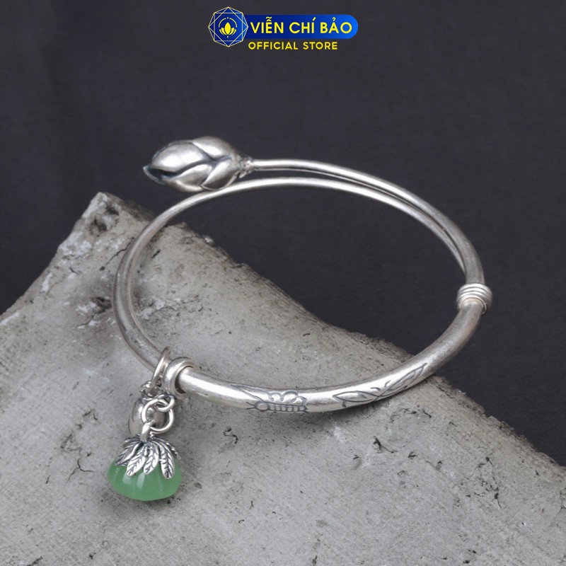 Kiềng tay, lắc tay bạc nữ hoa sen charm chất liệu bạc Thái S925 thời trang phụ kiện trang sức nữ Viễn Chí Bảo L000262